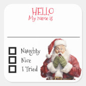 クリスマスサンタネームタグバッジニースいけな スクエアシール (正面)