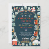 クリスマスサンタノースポールトレイン誕生日パーティー 招待状 (正面)