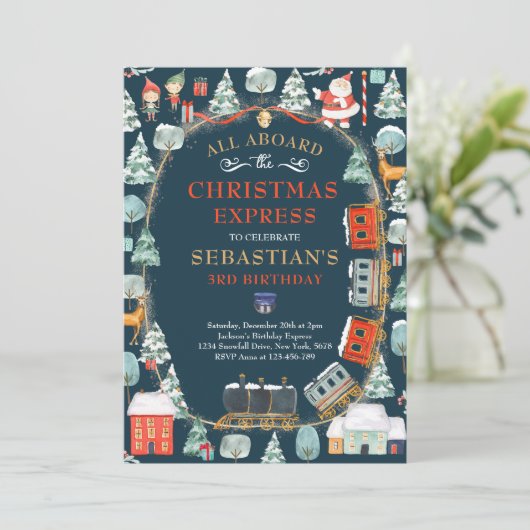 クリスマスサンタノースポールトレイン誕生日パーティー 招待状 (スタンド正面)