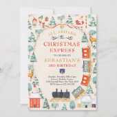 クリスマスサンタノースポールトレイン誕生日パーティー 招待状 (正面)