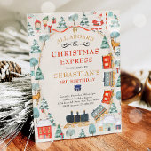 クリスマスサンタノースポールトレイン誕生日パーティー 招待状