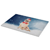 クリスマスサンタハットでパグ カッティングボード (角)