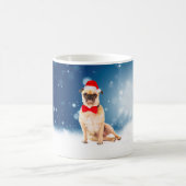 クリスマスサンタハットでパグ コーヒーマグカップ (中央)