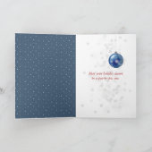 クリスマスサンタハットとスノーフレーク・カードの子猫 カード (内部)