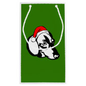 クリスマスサンタハットとダシュント犬 スモールペーパーバッグ (裏面)