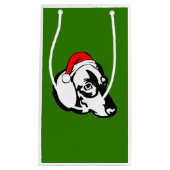クリスマスサンタハットとダシュント犬 スモールペーパーバッグ (正面)