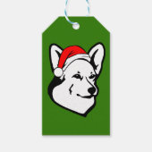 クリスマスサンタハットとペンブロークウェルシュコーギーの犬 ギフトタグ (正面)