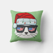 クリスマスサンタハットと猫の顔アメリカ国旗 クッション (裏面)