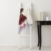 クリスマスサンタハットを着た小さな黒い女の子 シェルパブランケット (インサイチュ)