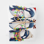 クリスマスサンタハットを着た3頭のクジラ ラッピングペーパーシート (インサイチュ)