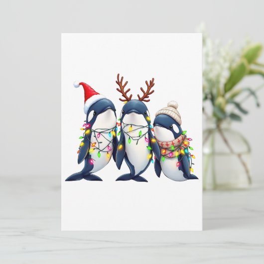 クリスマスサンタハットを着た3頭のクジラ 招待状 (スタンド正面)