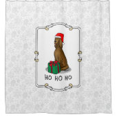 クリスマスサンタハットアイリッシュセッタードッグ（赤1）かわいい シャワーカーテン (正面)