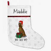 クリスマスサンタハットアイリッシュセッタードッグ（赤1）かわいい ラージクリスマスストッキング (正面)