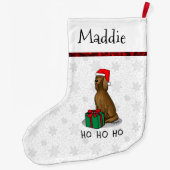 クリスマスサンタハットアイリッシュセッタードッグ（赤1）かわいい ラージクリスマスストッキング (裏面)