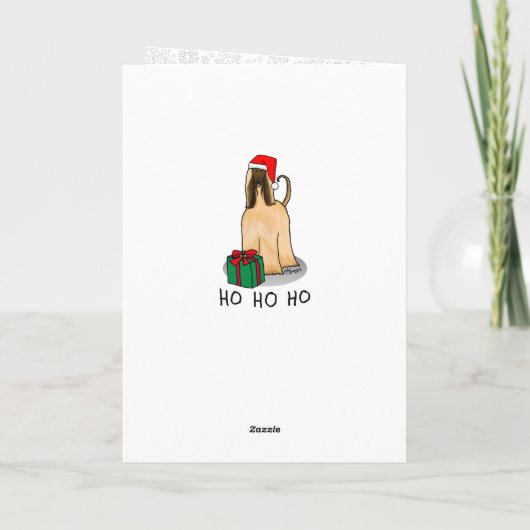 クリスマスサンタハットアフガンハウンドドッグかわいい カード (裏面)