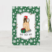クリスマスサンタハットアフガンハウンドドッグかわいい カード (正面)