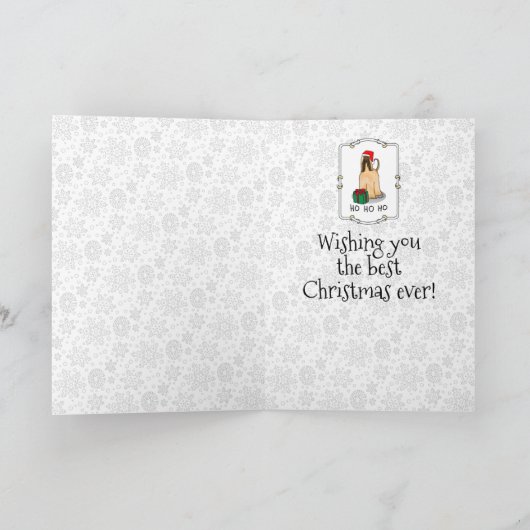 クリスマスサンタハットアフガンハウンドドッグかわいい カード (内部)