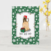 クリスマスサンタハットアフガンハウンドドッグかわいい カード (黄色い花)