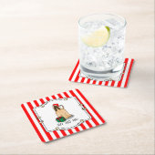 クリスマスサンタハットアフガンハウンドドッグかわいい スクエアペーパーコースター (インサイチュ)