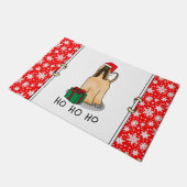 クリスマスサンタハットアフガンハウンドドッグかわいい ドアマット (アングル)