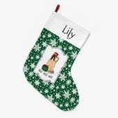 クリスマスサンタハットアフガンハウンドドッグかわいい ラージクリスマスストッキング (正面 (吊り時))