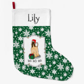 クリスマスサンタハットアフガンハウンドドッグかわいい ラージクリスマスストッキング (正面)