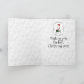 クリスマスサンタハットウィペット犬の子犬と白かわいい カード (内部)