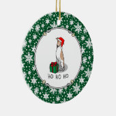 クリスマスサンタハットウィペット犬の子犬と白かわいい セラミックオーナメント (右)