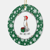 クリスマスサンタハットウィペット犬の子犬と白かわいい セラミックオーナメント (左)