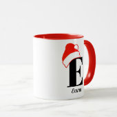 クリスマスサンタハットカスタムモノグラム&ネーム マグカップ (正面右)