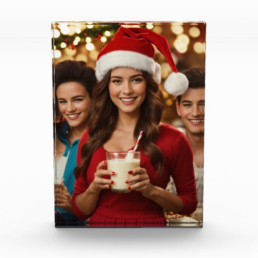 クリスマスサンタハットガールとボーイフォトブロック フォトブロック (正面)