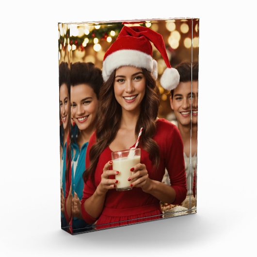 クリスマスサンタハットガールとボーイフォトブロック フォトブロック (左)