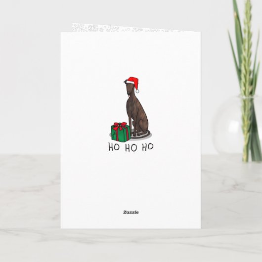 クリスマスサンタハットグレイハウンド犬(ブルドル)かわいい カード (裏面)