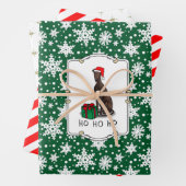 クリスマスサンタハットグレイハウンド犬(ブルドル)かわいい ラッピングペーパーシート (インサイチュ)