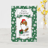 クリスマスサンタハットシェットランドシェプドッグ(sable)かわいい カード (黄色い花)