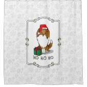 クリスマスサンタハットシェットランドシェプドッグ(sable)かわいい シャワーカーテン (正面)