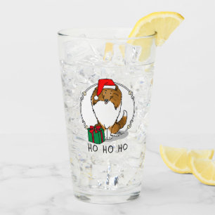 クリスマスサンタハットシェットランドシェプドッグ(sable)かわいい タンブラーグラス