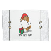 クリスマスサンタハットシェットランドシェプドッグ(sable)かわいい 枕カバー (正面左)