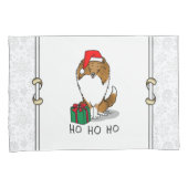 クリスマスサンタハットシェットランドシェプドッグ(sable)かわいい 枕カバー (正面右)