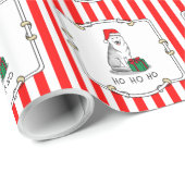クリスマスサンタハットシベリアのハスキー（銀）かわいい ラッピングペーパー (ロールコーナー)