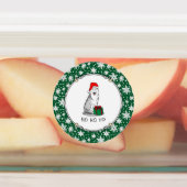 クリスマスサンタハットシベリアのハスキー(銀)かわいい ラベル (貼付)
