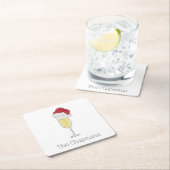 クリスマスサンタハットシャンパーニュフェスティバル スクエアペーパーコースター (インサイチュ)