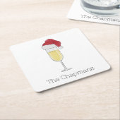 クリスマスサンタハットシャンパーニュフェスティバル スクエアペーパーコースター (アングル)