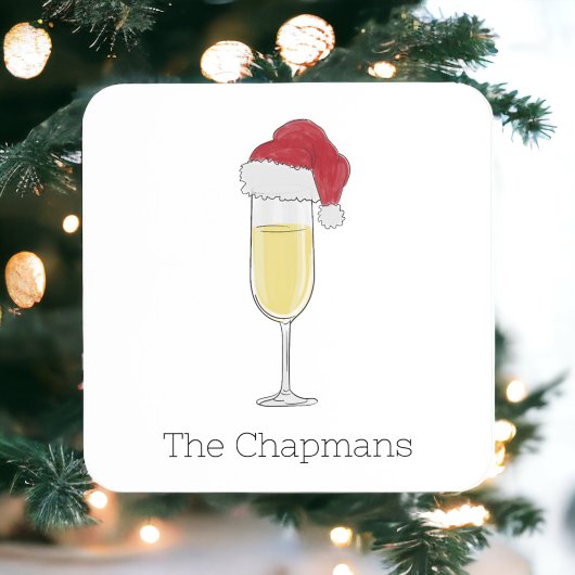 クリスマスサンタハットシャンパーニュフェスティバル スクエアペーパーコースター