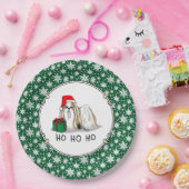 クリスマスサンタハットシーズー（犬）Tzu (tan white)犬可愛い ペーパープレート (パーティー)