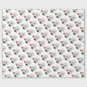 クリスマスサンタハットシーズー（犬）Tzu (tan white)犬可愛い ラッピングペーパー (フラット)