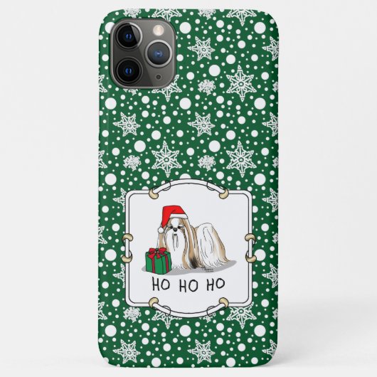 クリスマスサンタハットシーズー(犬)Tzu (tan white)犬可愛い Case-Mate iPhoneケース (裏面)