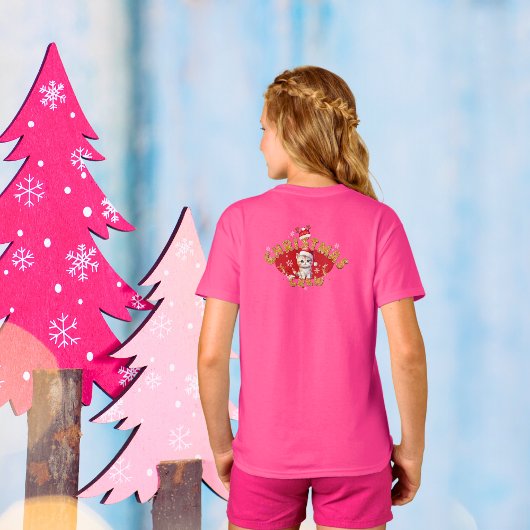 クリスマスサンタハットジンジャーブレッドアルファベットIガールズ Tシャツ