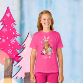 クリスマスサンタハットジンジャーブレッドアルファベットIガールズ Tシャツ