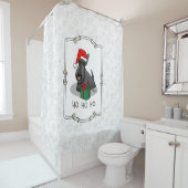 クリスマスサンタハットスコティッシュテリア（黒）かわいい シャワーカーテン (インサイチュ)